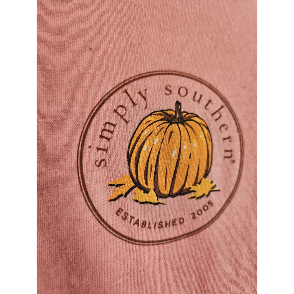 Simply Southern Pumpkin Patch Graphic Tee Unisex M Pink Long Sleeve Crew Neck - Picture 3 of 4